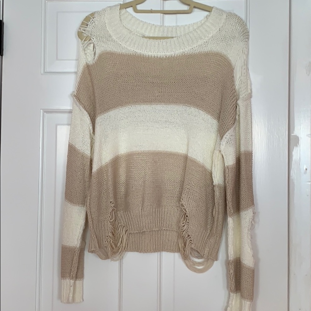 Size small distressed sweater in taupe